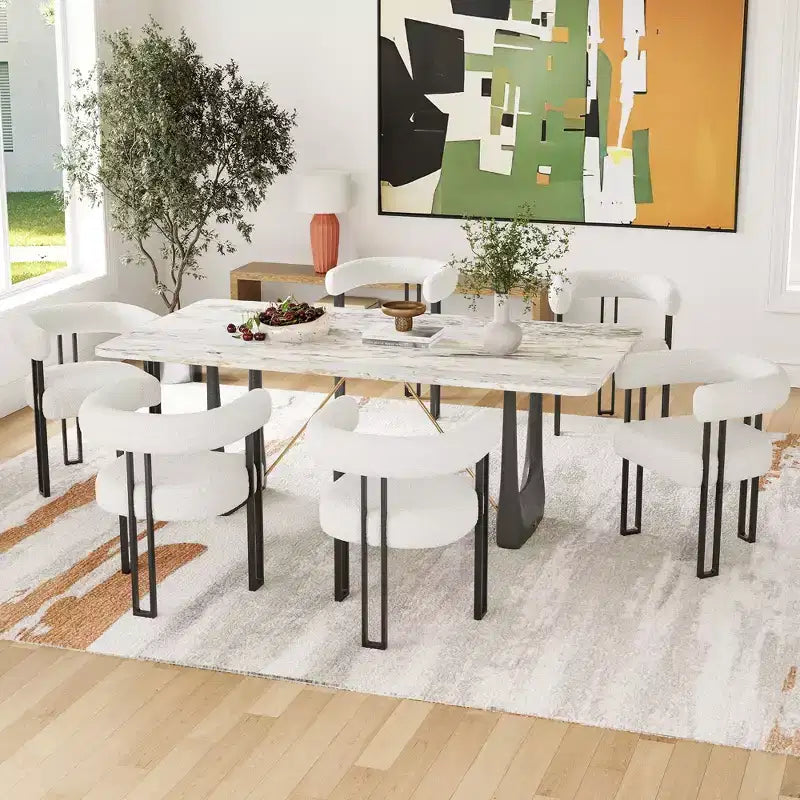 Lot de 2 chaises de salle à manger rondes modernes TUYOHW, chaises de salle à manger rembourrées avec siège coussiné et cadre en métal robuste