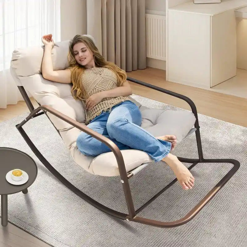 Fauteuil à bascule surdimensionné, transat d'extérieur très large de 204 kg avec coussins résistants à l'eau