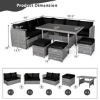 Costway 7 PCS Patio Rattan Dining Set Sectional Sofa Couch Ottoman - See Details