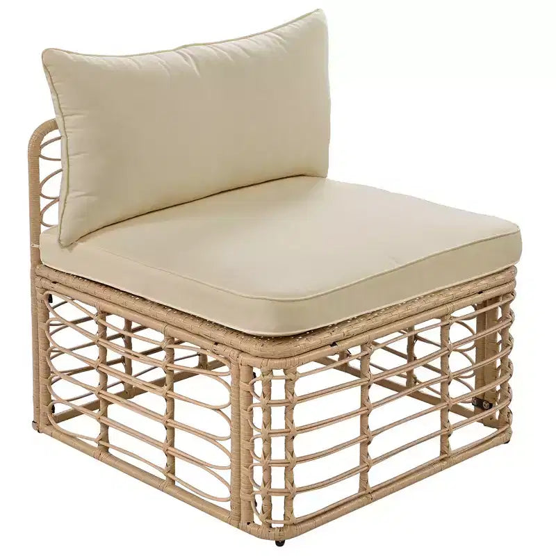 Whisen Weather-Resistant Rattan Outdoor Sectional Sofa Set Patio Couch Set with Thick Cushions and Pillows, Freely Combined Conversation Sets