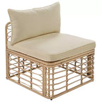 Whisen Weather-Resistant Rattan Outdoor Sectional Sofa Set Patio Couch Set with Thick Cushions and Pillows, Freely Combined Conversation Sets