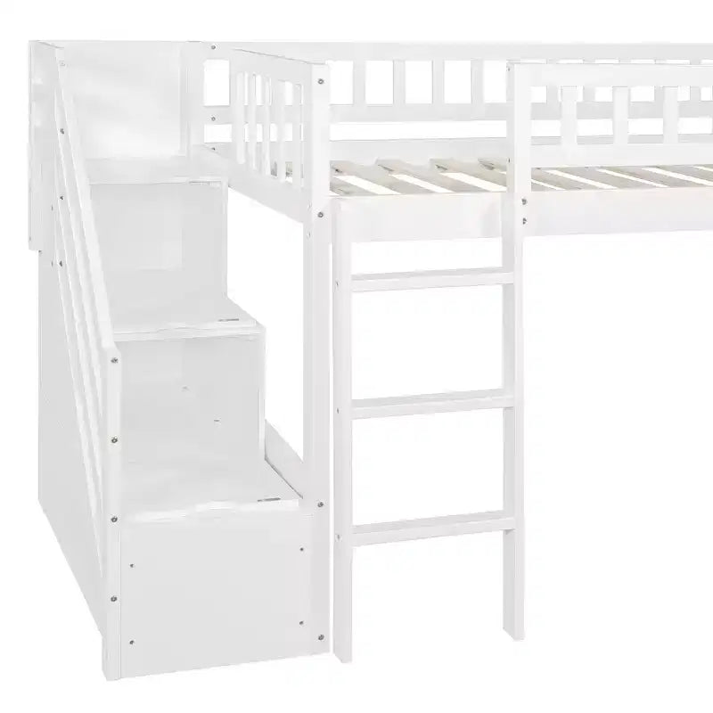 Luxystar Twin Size Loft Bed With Slide and Storage Stairs for Kids' Room