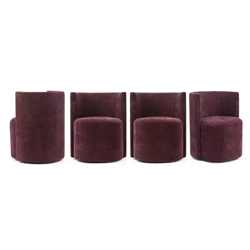 Lot de 4 chaises de salle à manger modernes pivotantes, chaises sans accoudoirs rembourrées en tissu texturé avec dossier incurvé pour salle à manger ou cuisine - Panipeachy