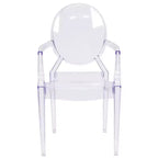 Emma and Oliver Oval Back Ghost Chair with Arms in Transparent Crystal