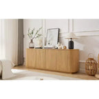 JVNOXK Wavy Wood Grain Sideboard, Vertical Stripes, TV Cabinet, Suitable for Bedroom/Entrance Hall. Natural Wood , 64W  15D  24H