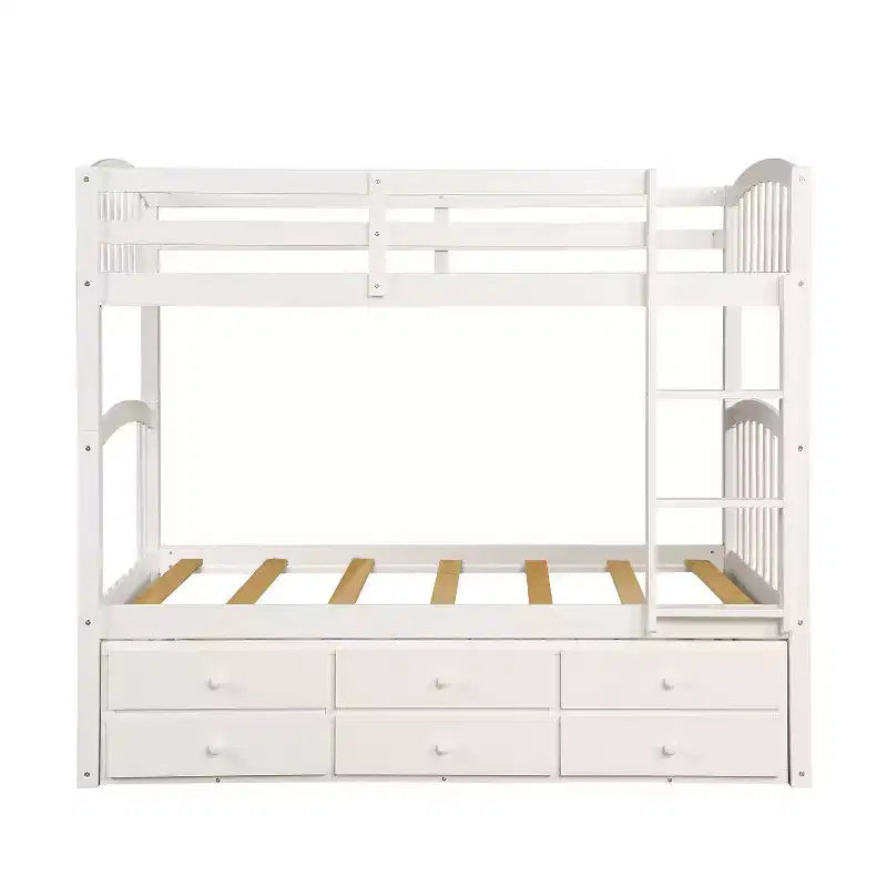 Lit superposé double avec échelle, barrière de sécurité, lit gigogne double avec 3 tiroirs pour chambre d'adolescent, meubles de chambre d'amis