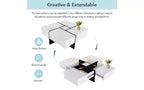 Extendable Puzzle-Top Coffee Table with 4 Hidden Storage Compartments
