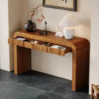 Whisen Rustic Console Table Entryway Table Side Table with Fluted Drawer Front