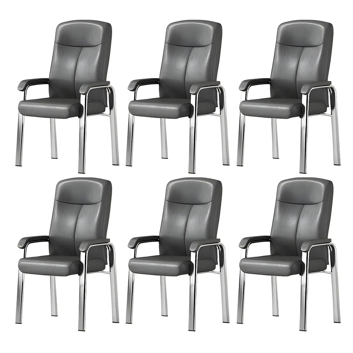 HomeyFad Modern Leather Metal 4-Leg Office Chair with Arms