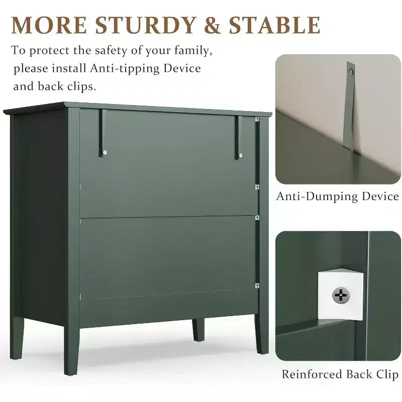 Heynemo 3 Drawer Dresser, Painted 30 Inch Tall Wood Nightstand with Storage, Wide Modern Chest of Drawers with Ball Bearing Slide