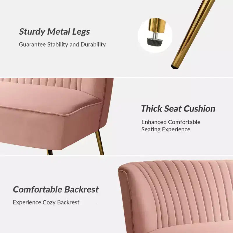 Causeuse en velours Nicolas | Canapé 2 places contemporain pour salon et chambre à coucher avec dossier capitonné | Karat Home