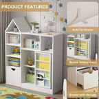 Kids Storage Organizer, Toy and Book Organizer with 8 Cubbies & Pull-Out Drawers - Ideal for Playrooms, Bedrooms