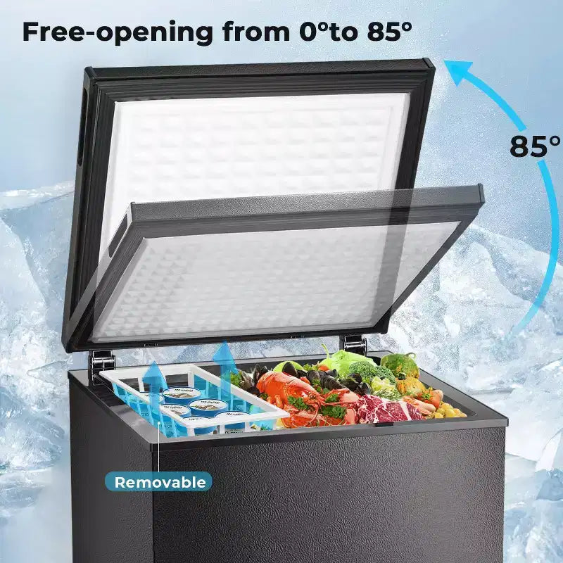 ZAFRO 1.8 Cu.ft Chest Freezer, Compact Deep Freezer with 2 Baskets & Adjustable Temp, Top Open Door for Home, Dorm,Kitchen,Bar