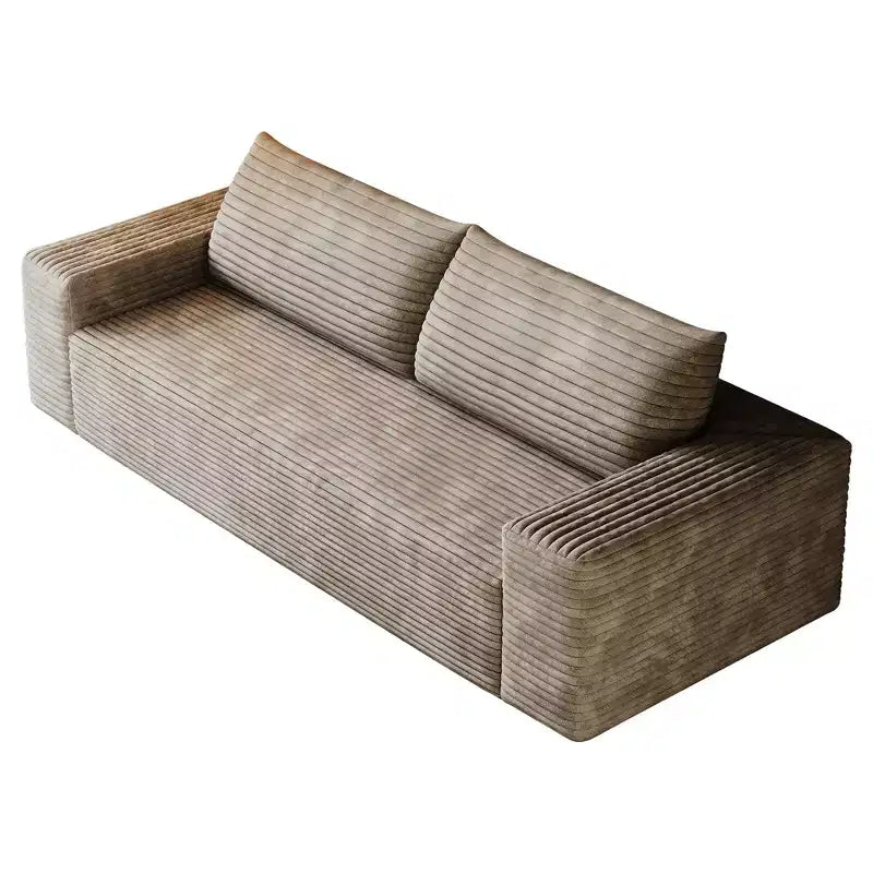 Canapé 2 places de 160 cm en velours côtelé avec assise profonde, canapé confortable, aucun assemblage requis, couleur camel