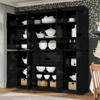 100% Solid Wood Kitchen China Pantry Buffet with Glass or Solid Wood Doors and 2-Drawer Kit 65 x 71.5