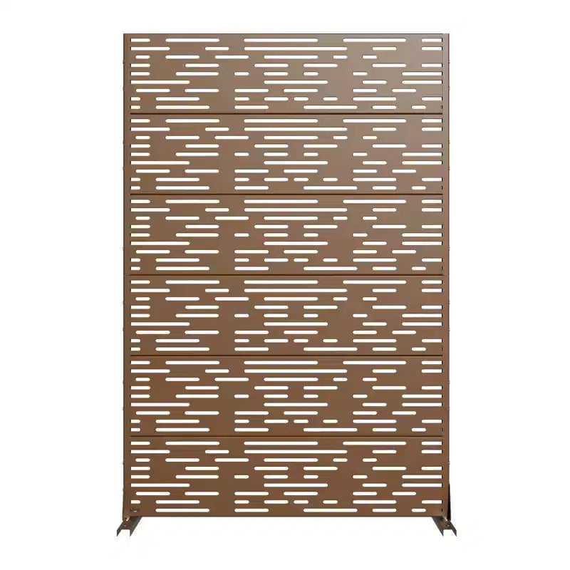 MAYEERTY Room Divider Screen Godfrey Light B-Type Brown Galvanized Sheet 72x47x16in 6-Piece Set 3-Piece Set