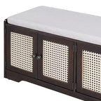 Whisen Rustic Wood Storage Bench, Entryway Shoe Bench with Removable Cushion, Adjustable Shelves
