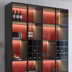 Minimalist Black Wooden Wine Rack Cabinet with Glass Door