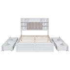 Bed Frame with 4 Under-bed Portable Storage Drawers