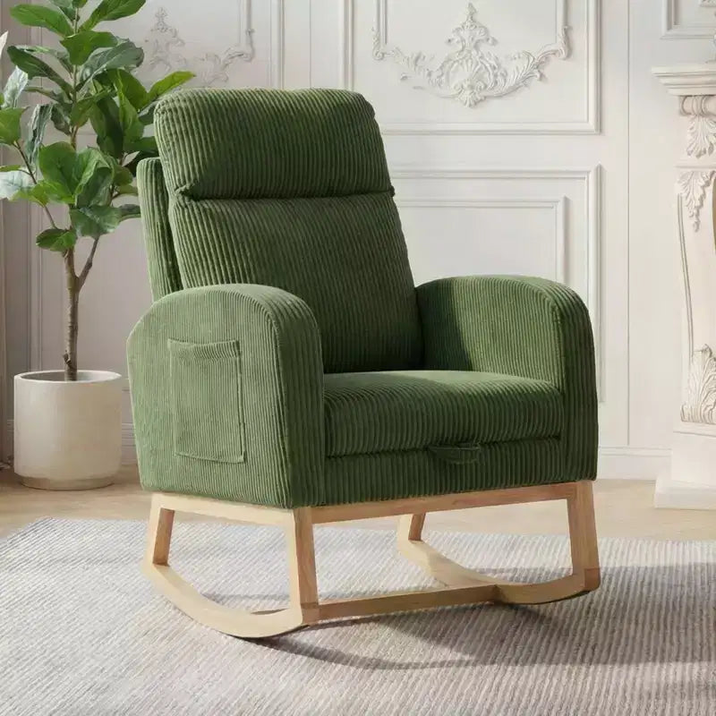 Fauteuil à bascule pour chambre d'enfant, Fauteuils à bascule d'allaitement avec repose-pieds, Fauteuil inclinable à bascule confortable avec pochette latérale, pour salon, chambre à coucher