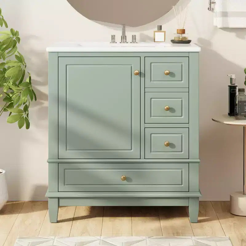 30 Bathroom Vanity Sink Combo, Bathroom storage Cabinet with Drawers and Shelf, Single Sink Bathroom Vanity