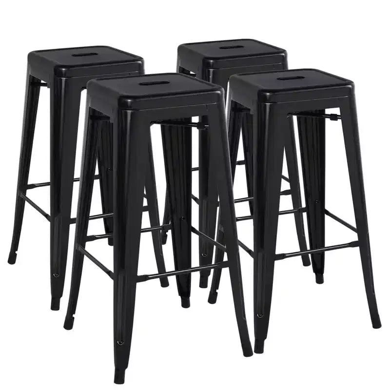 Yaheetech Lot de 4 Tabourets de Bar en Métal sans Dossier Hauteur Comptoir Chaises Empilables