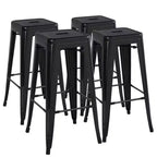 Yaheetech Lot de 4 Tabourets de Bar en Métal sans Dossier Hauteur Comptoir Chaises Empilables