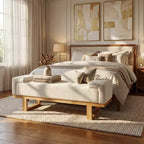 Christopher Knight Home Paulina Modern Rubberwood Boucle Upholstered Bench