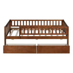 Twin Size Low Daybed with Storage Drawers, Wood Twin Platform Bed Frame with Rails for Boys and Girls Bedroom