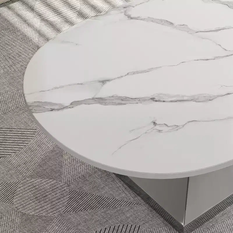 Ceramic Surface Coffee Table with Contemporary Stainless Steel Base  Durable and Elegant Showpiece for Living Room