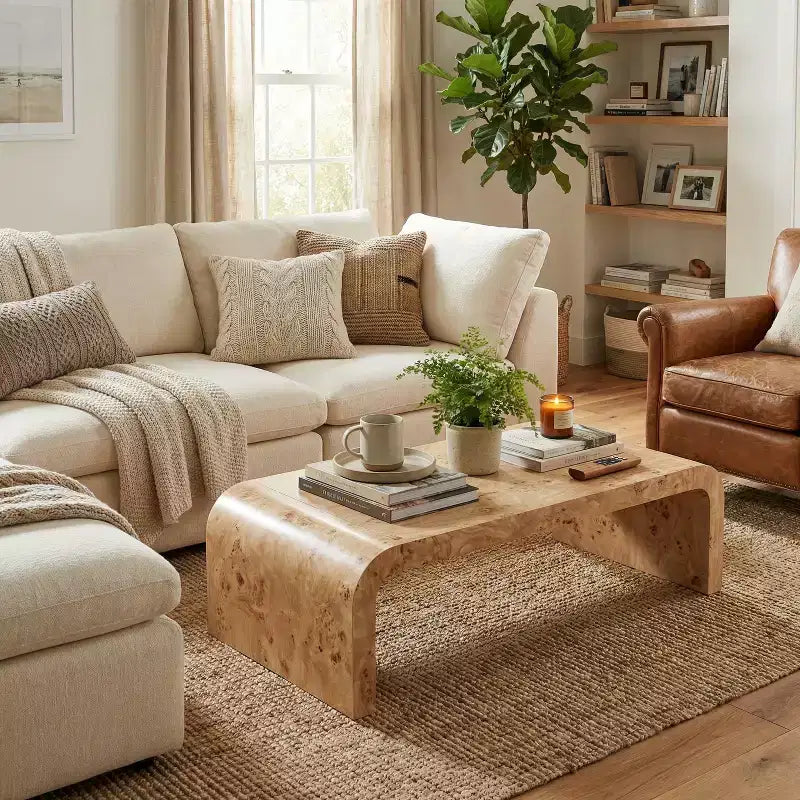 Table basse Christopher Knight Home Arden, moderne, avec cascade et bords incurvés