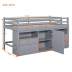 Luxystar Modern Twin Low Loft Bed with 4 Drawers, Cabinet and Shelves for Bedroom,