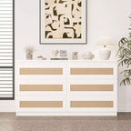 Commode en rotin pour chambre à coucher avec 6 tiroirs, 47 commode large moderne de style ferme, armoire de rangement en bois pour placard, salon, couloir