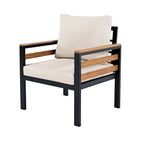 4-Piece Outdoor Sofa Set for 5 with Solid Wood Coffee Table and Removable Cushions
