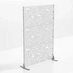 72H Room Divider Rectangle Galvanized Metal Frame Freestanding Privacy Screen Garden Fence Patio White