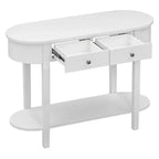 Okak Elegant Console Table with Smooth Glaze, Entry Table with Curved Design and 2 Drawers, Accent Table for Living Room, Hallway