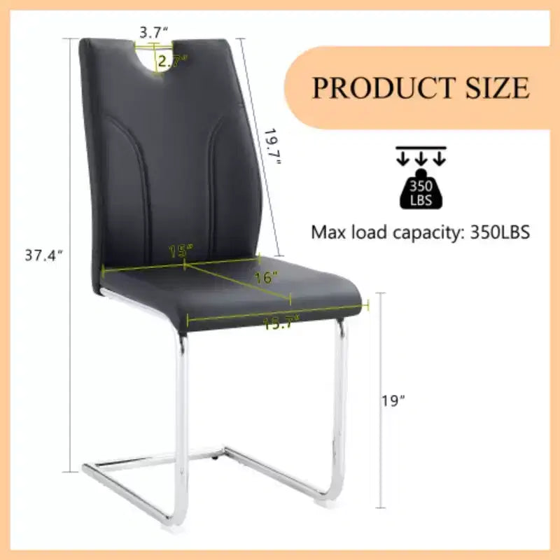 Set of 4 Black PU Dining Chairs with Silver Metal Legs - Stylish & Versatile
