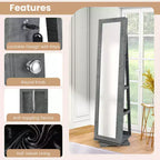 Costway Armoire à bijoux rotative à 360° 2-en-1 Organiseur miroir verrouillable Blanc/Noir/Marron foncé/Gris/Bleu/Rose/Violet/Gris foncé