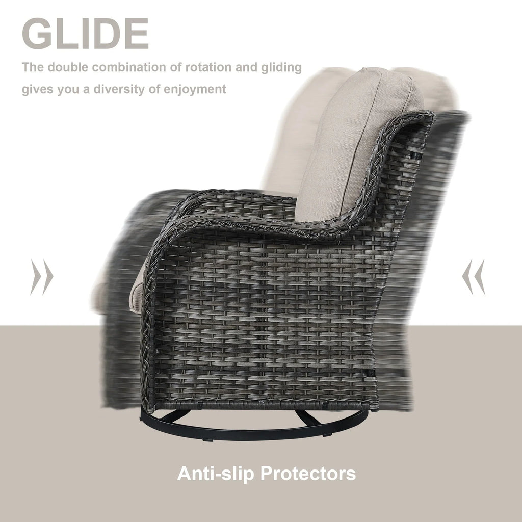 Gymojoy Outdoor Wicker Rocking Lounge Chairs with Swivel Base (Set of 2)