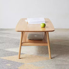 Table basse rectangulaire en bois de chêne massif moderne avec étagère de rangement GDFStudio Wright