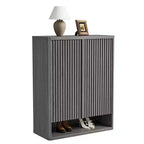 Meuble à chaussures de 80 cm, grand meuble de rangement pour chaussures avec étagères réglables, organisateur de chaussures en bois avec porte cannelée pour entrée et salon
