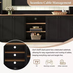 ModernLuxe 4-in-1 Farmhouse Entertainment Center Wall Unit, Fits TVs Up to 70, TV Stand Media Console w/ Adjustable Shelves & Drawers