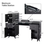 Black / Pink Modern Manicure Nail Desk with Glass Top & Wrist Rest, Single Station