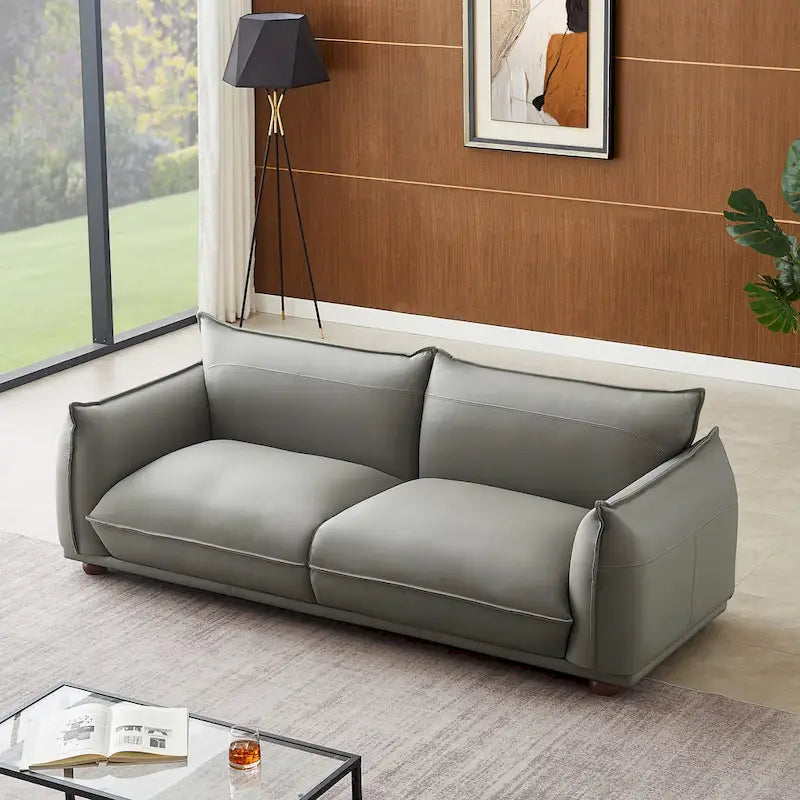 Canapé Manar en cuir véritable, luxe moderne du milieu du siècle