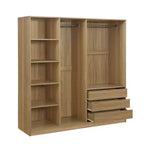 Armoire de rangement Whisen sans portes en bois avec étagères et 3 tiroirs - Naturel