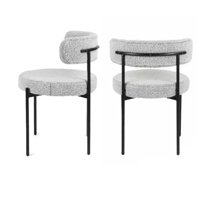 Roundhill Furniture Durban 5-Piece Round Dining Set, Wood Dining Table with 4 Boucle Chairs