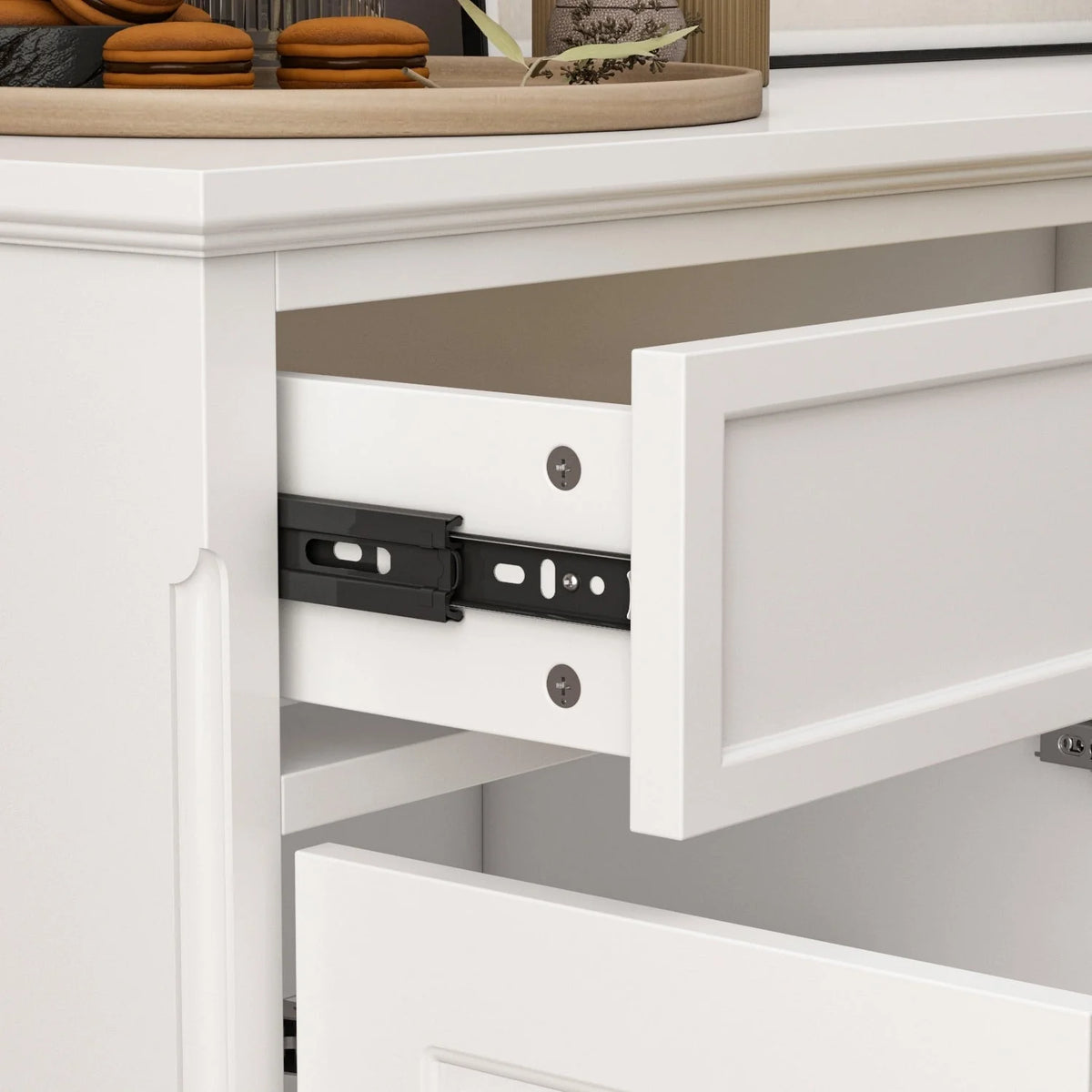 59.1''Sideboard Buffet White Mid-Century Modern Contemporary Lacquered