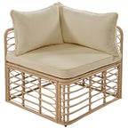 Whisen Weather-Resistant Rattan Outdoor Sectional Sofa Set Patio Couch Set with Thick Cushions and Pillows, Freely Combined Conversation Sets