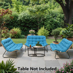 Double Papasan Chair Loveseat with Cushion, All-weather PE Rattan and Metal Frame for Indoor Outdoor