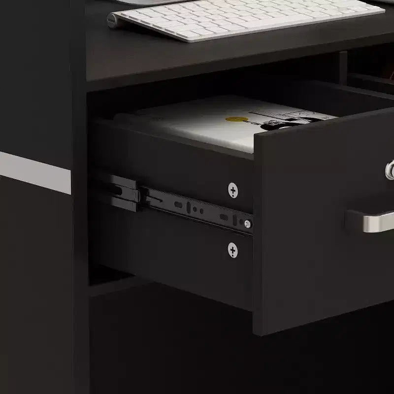 Famapy L-shaped Reception Desk Multifunctional Welcome Desk Workstation
